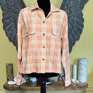 Brixton Peach Plaid Button-Up Shirt